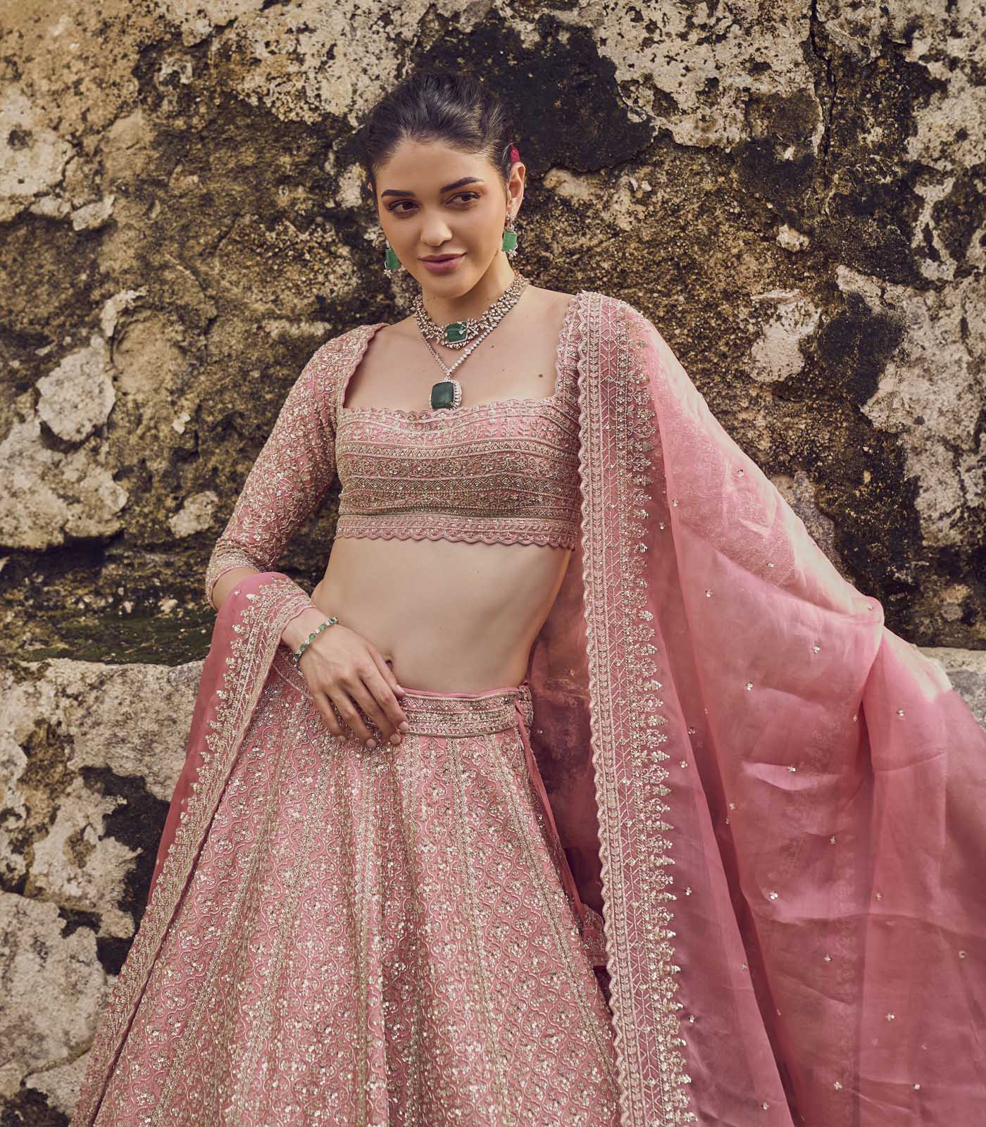 Pinkish Peach Leela Lehenga Set