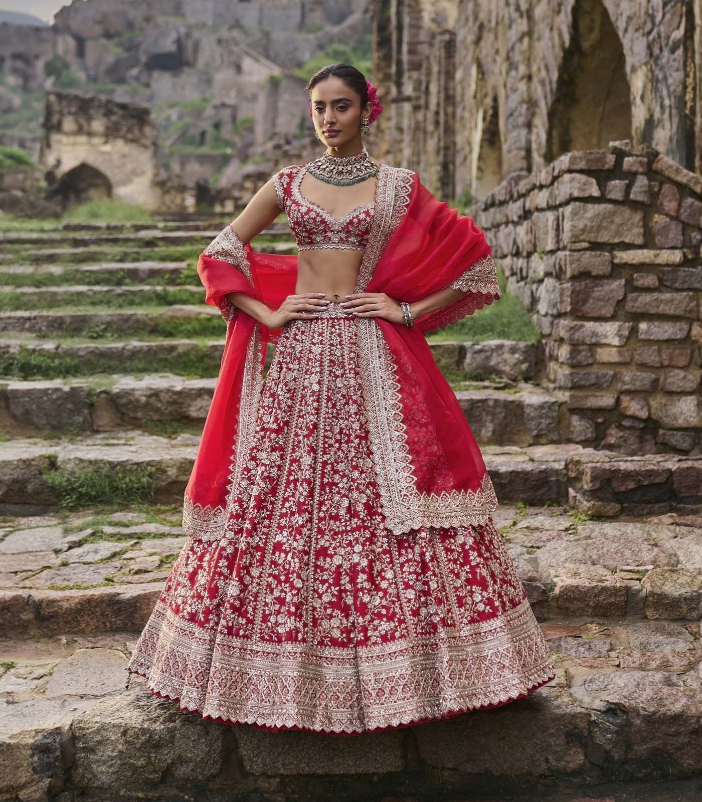 Red Divila Lehenga Set