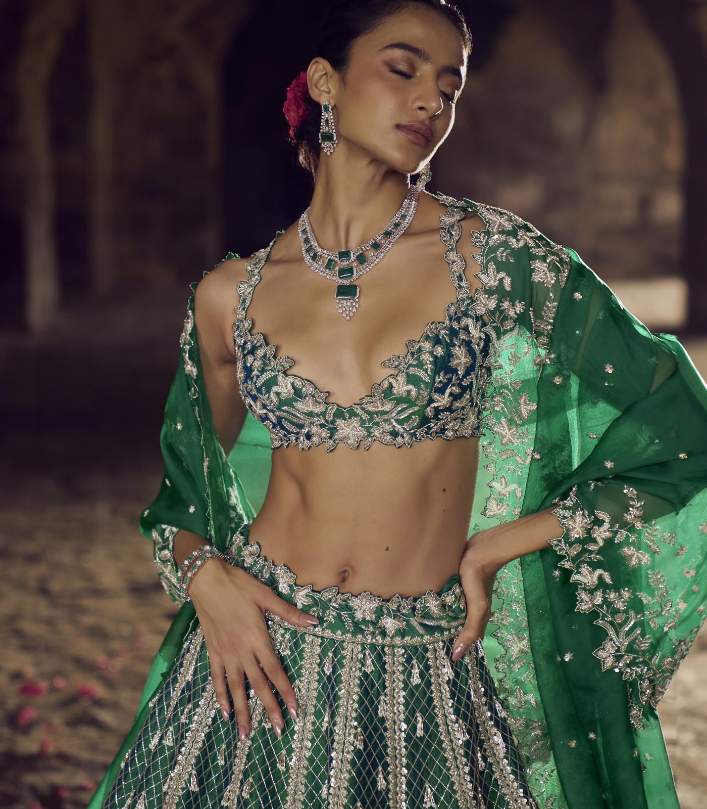 Emerald Green Hustle Lehenga Set