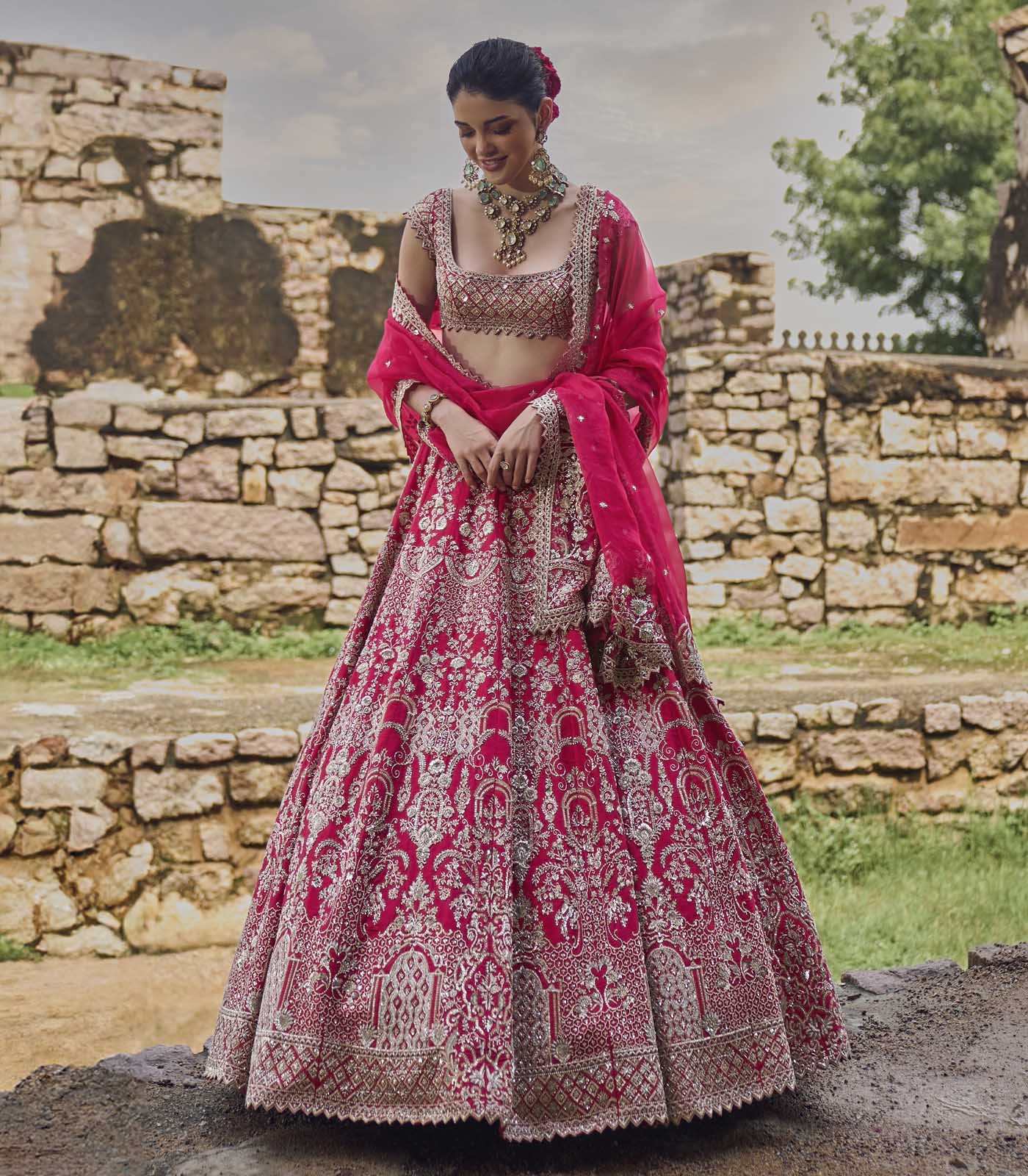 Cherry Red Anita Lehenga Set