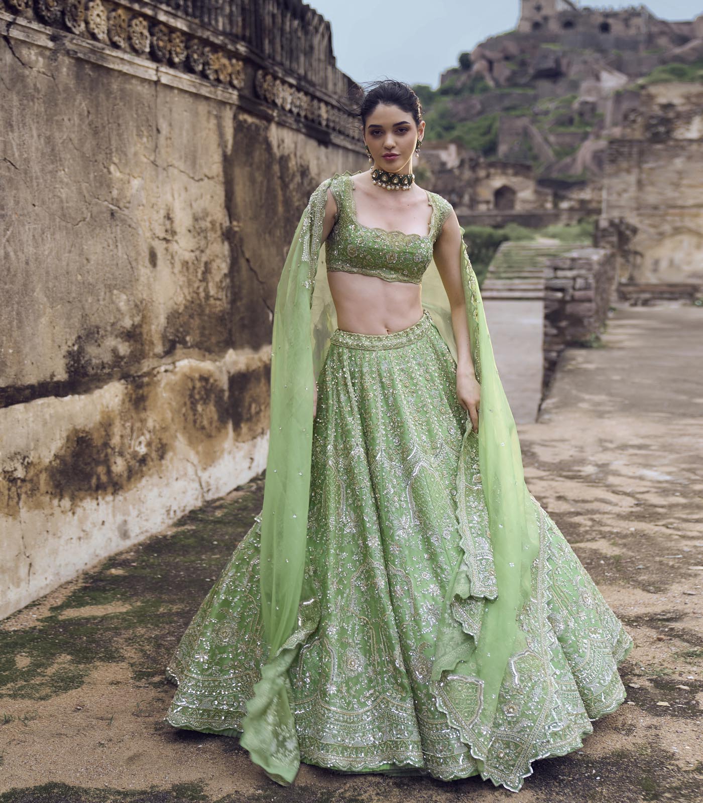 Green Naina Lehenga Set