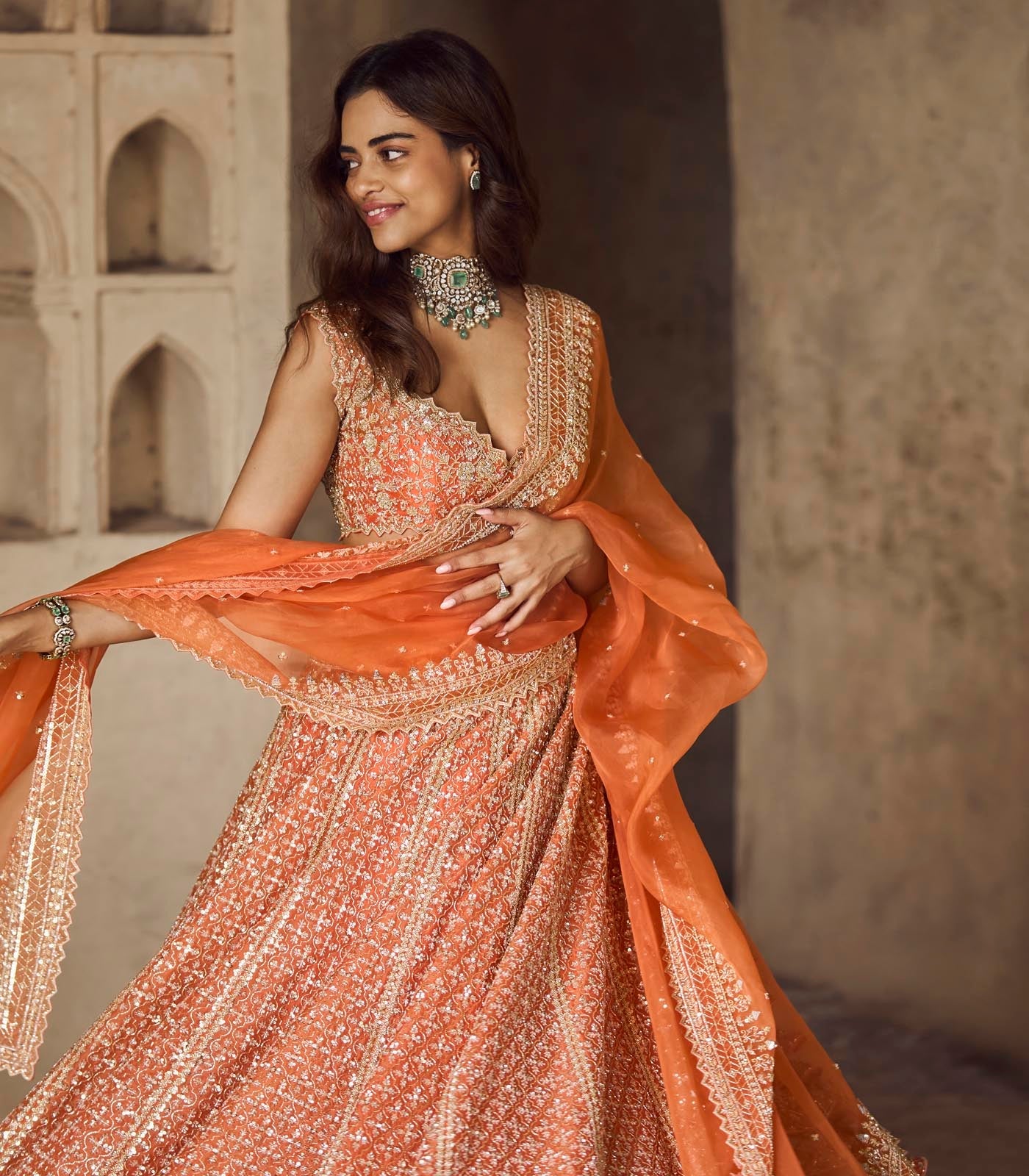 Orange Leela Lehenga Set