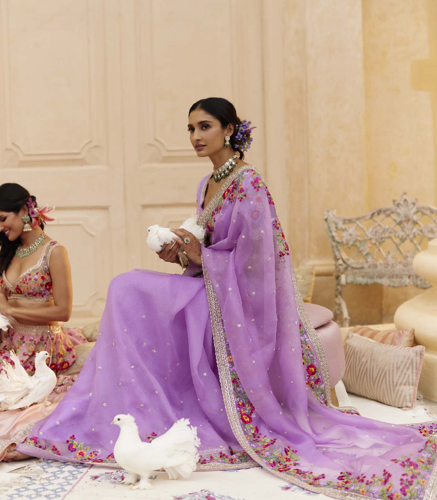 Zardozi Border Saree Set
