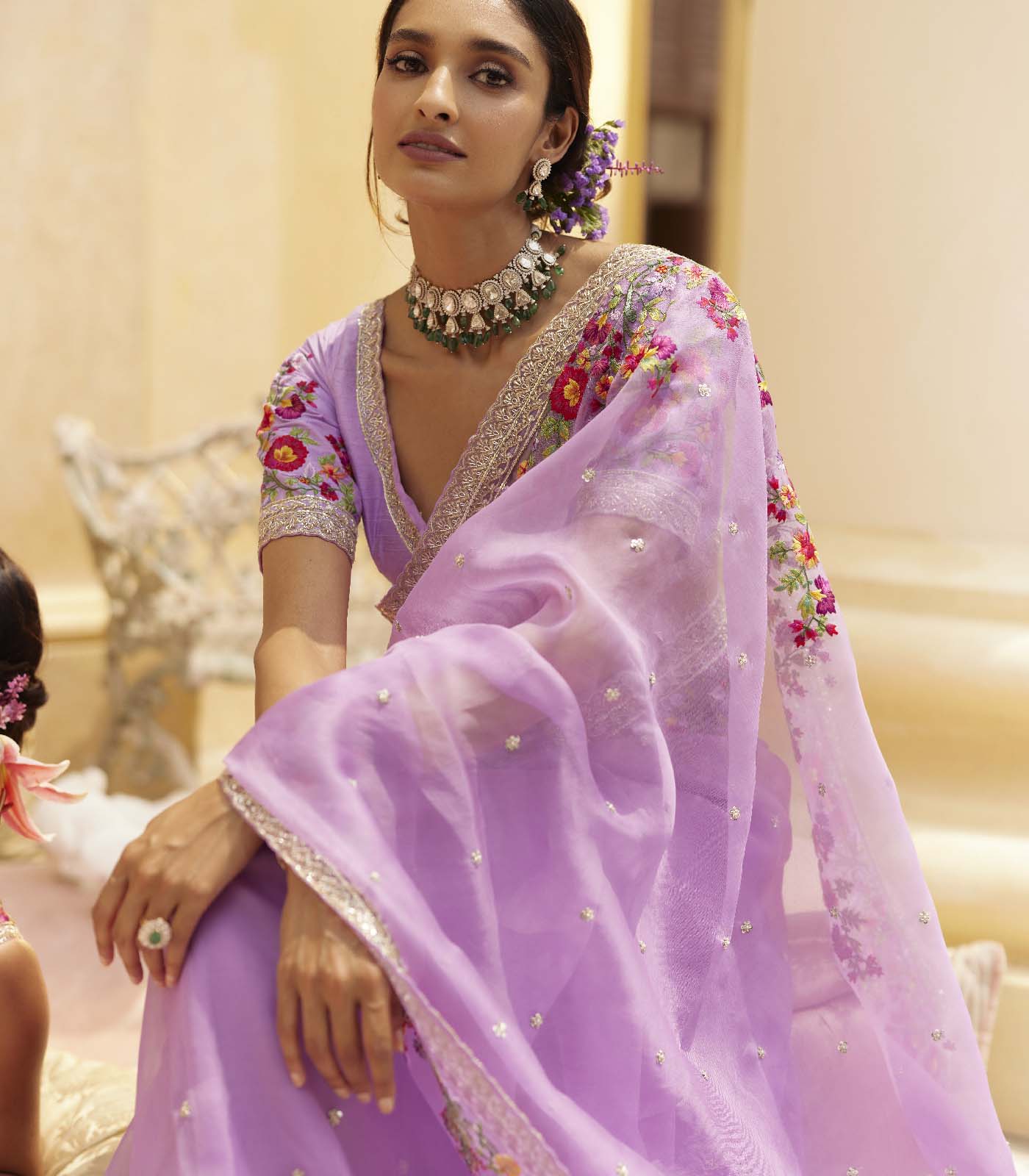 Zardozi Border Saree Set