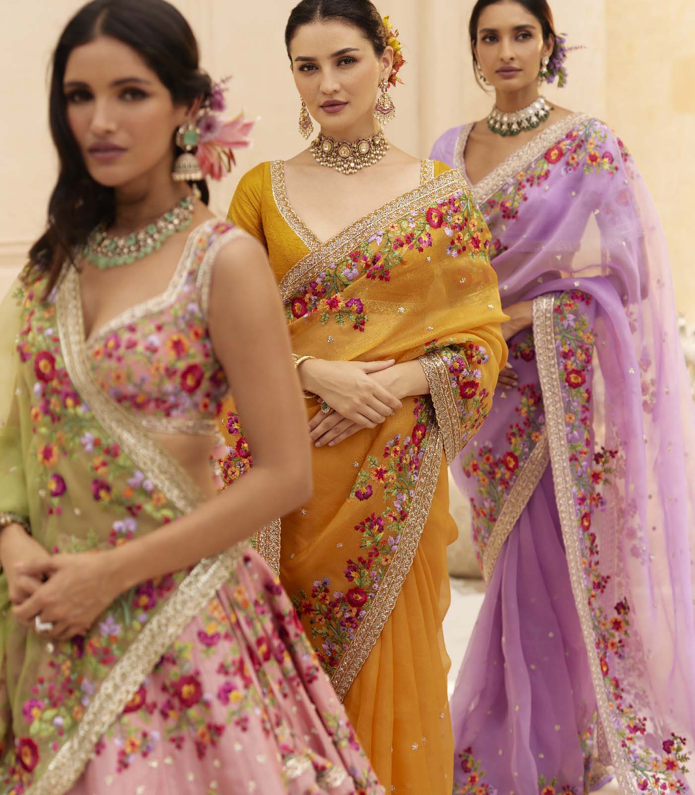 Zardozi Border Saree Set