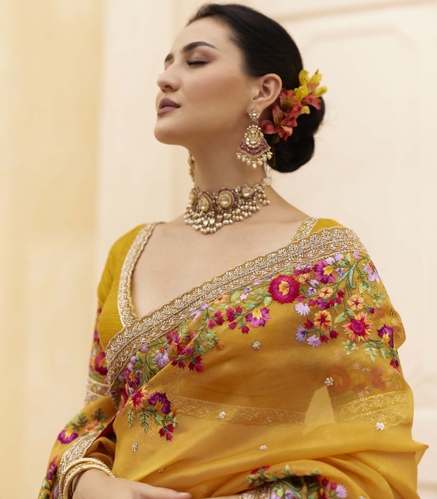 Zardozi Border Saree Set