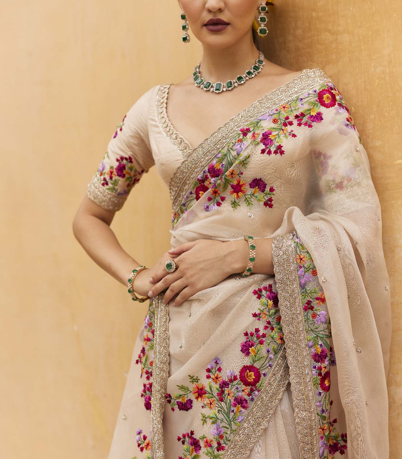 Zardozi Border Saree Set