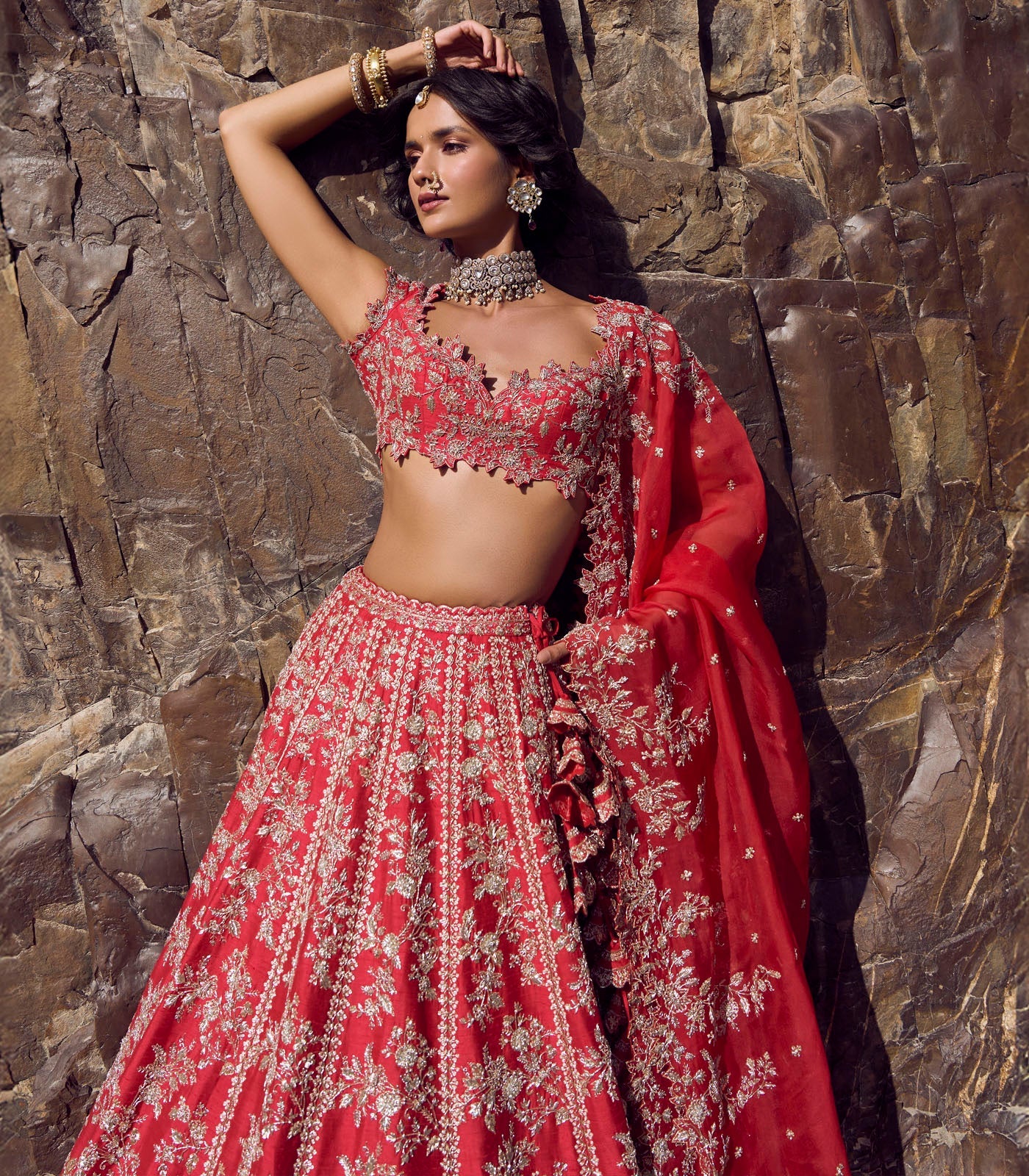 Bhavani Lehenga Set - Red