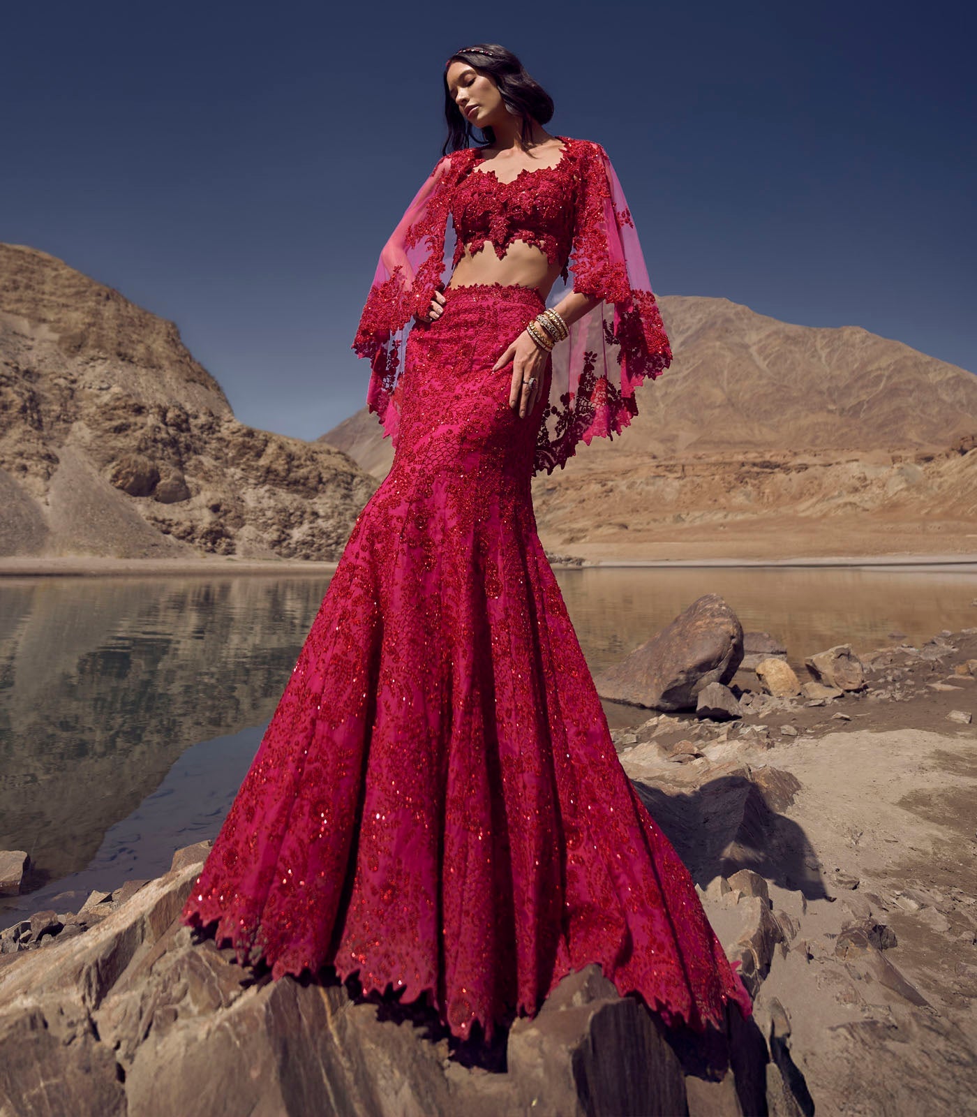 Cutdana Work Trail Lehenga Set