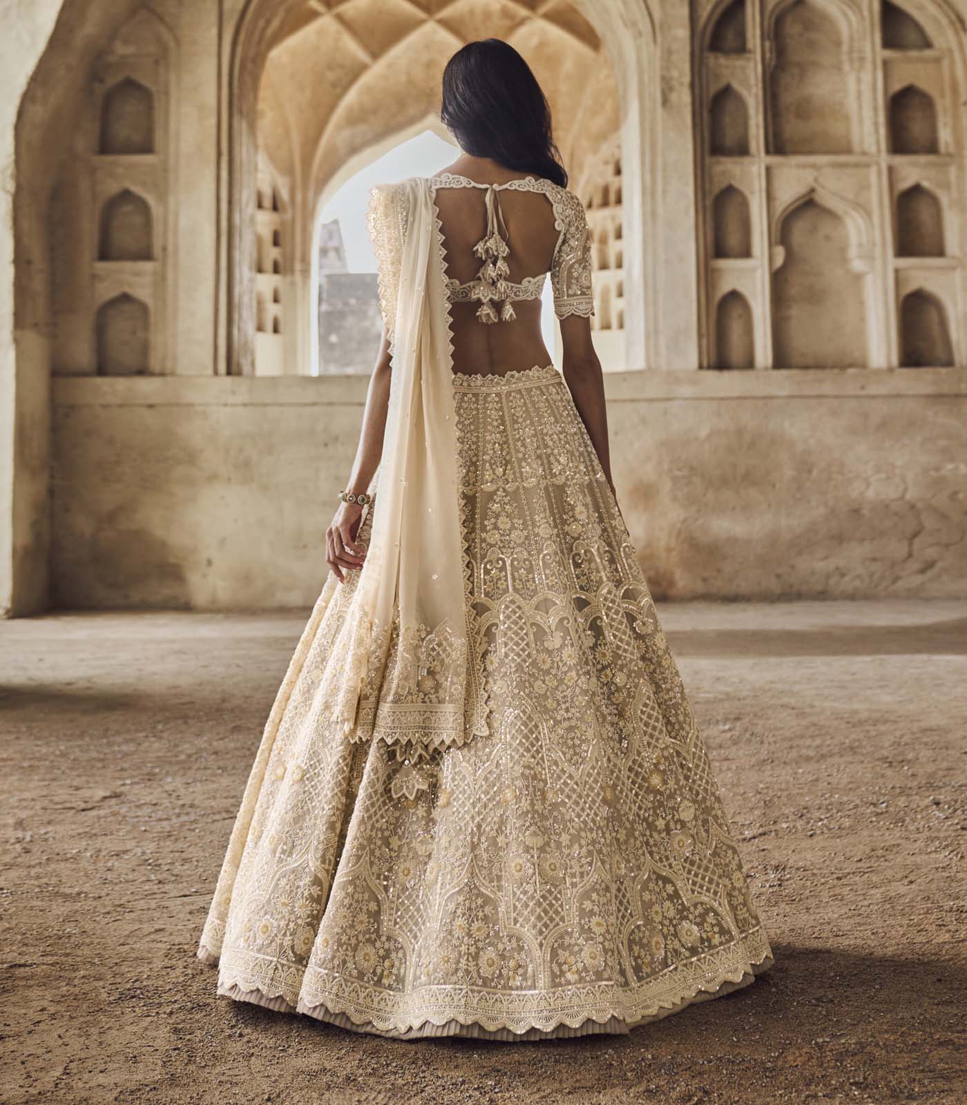 Greyish Ivory Meena Lehenga Set