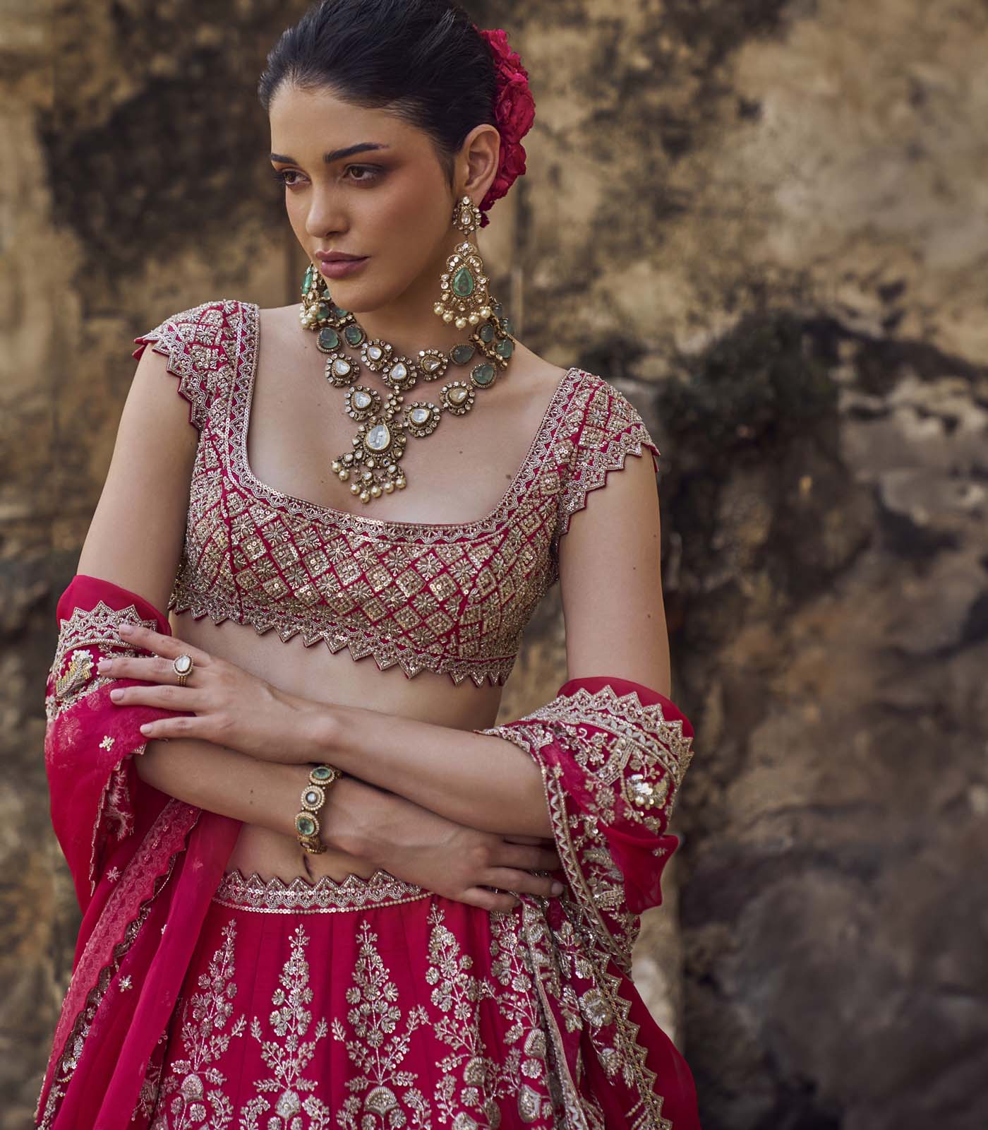 Cherry Red Anita Lehenga Set