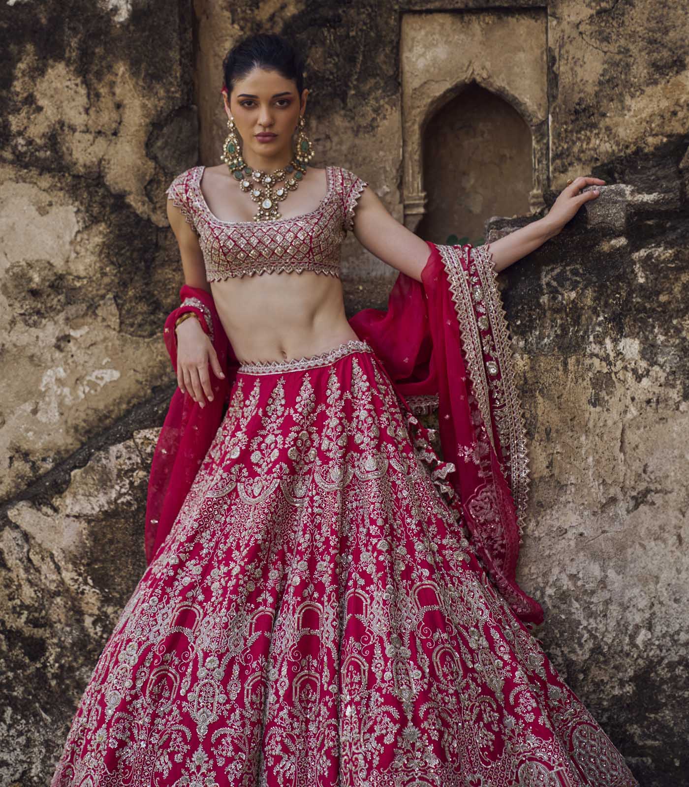 Cherry Red Anita Lehenga Set