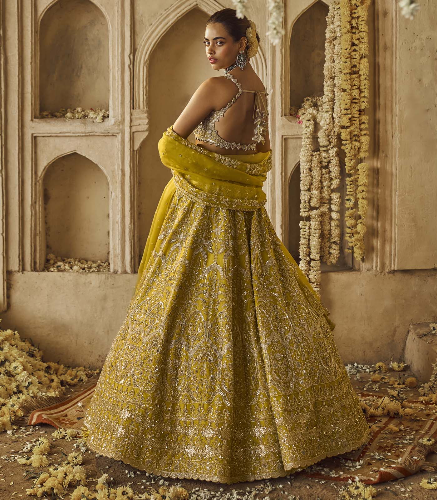 Yellowish Green Sneha Lehenga Set