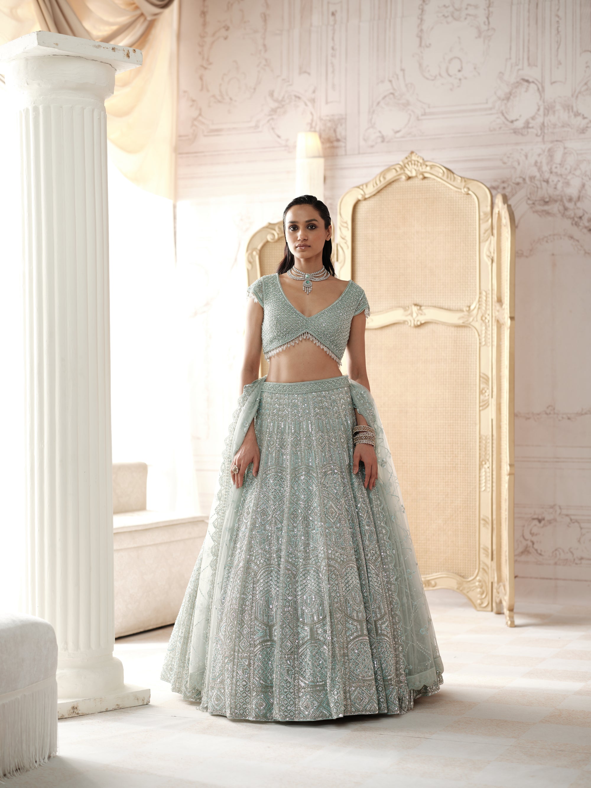 Glacial Mint Embroidered Lehenga Set