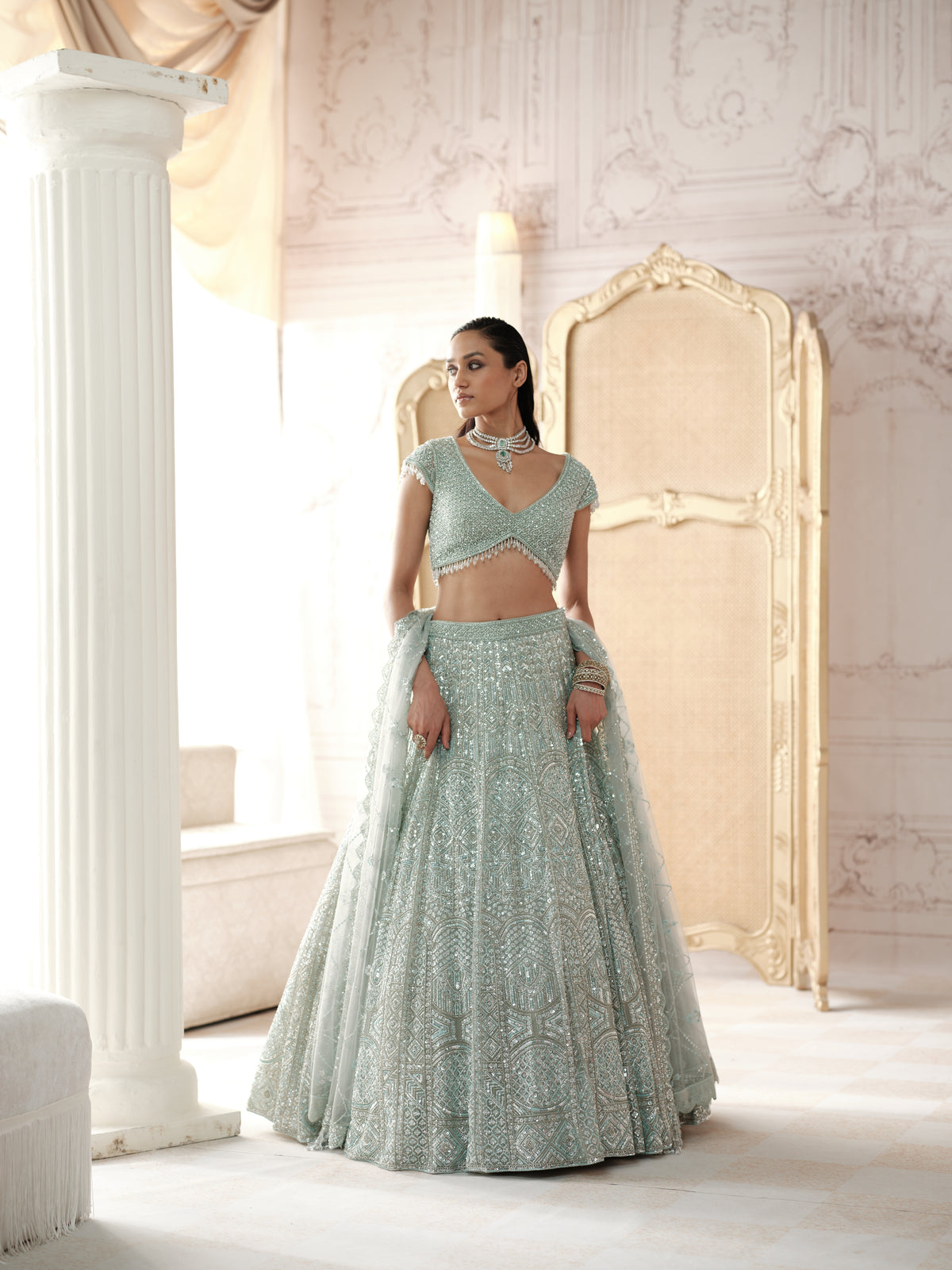 Glacial Mint Embroidered Lehenga Set