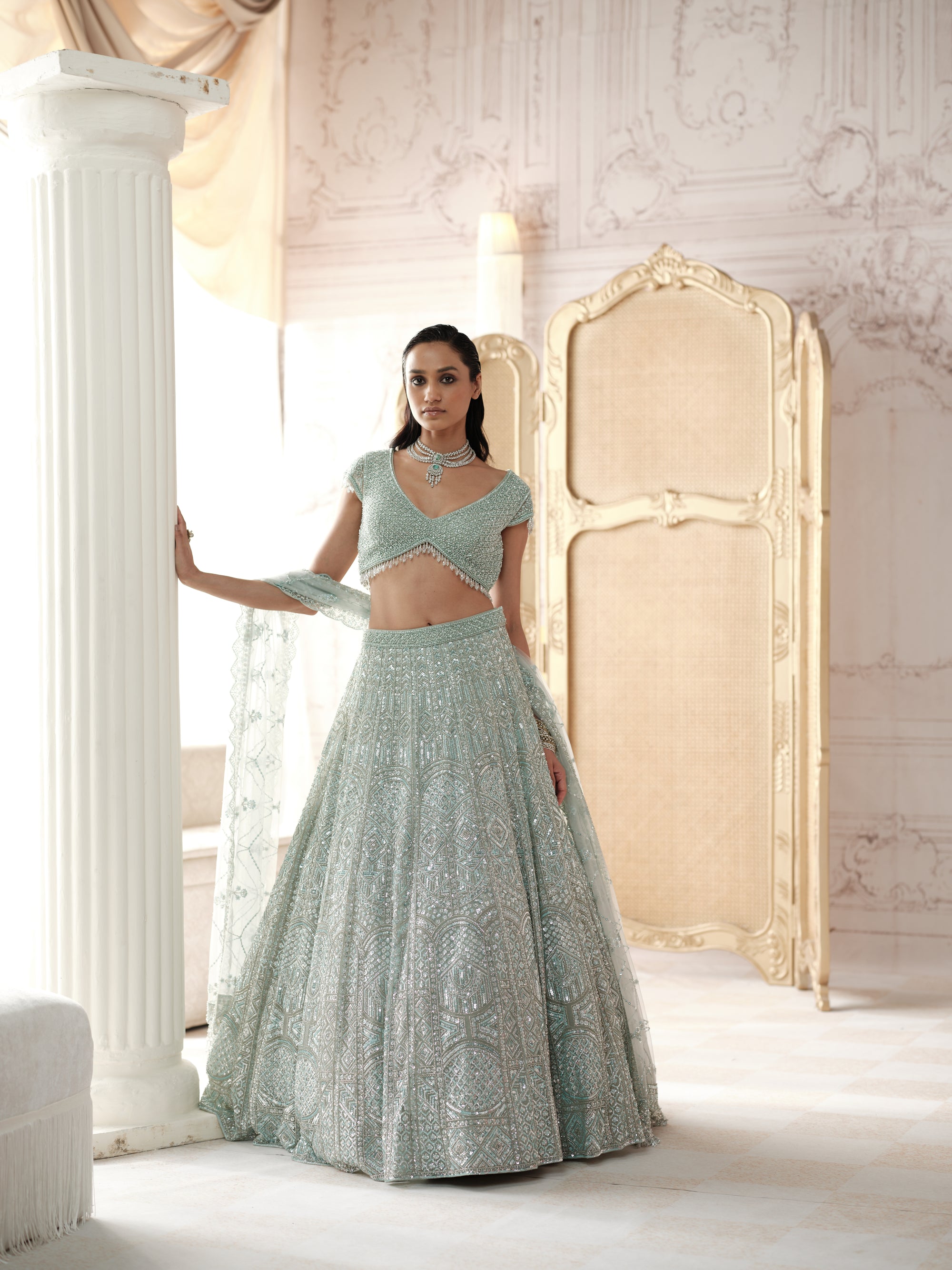 Glacial Mint Embroidered Lehenga Set