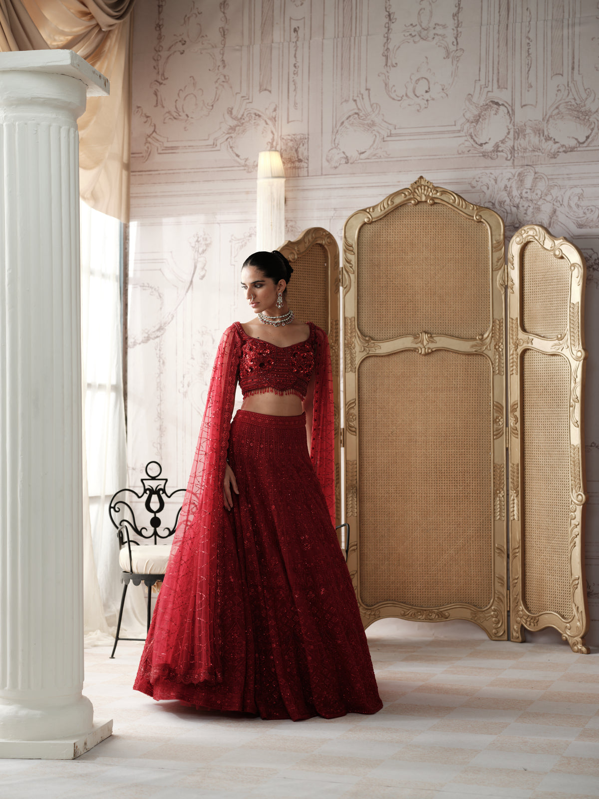 Crimson Etoile Embroidered Lehenga Set