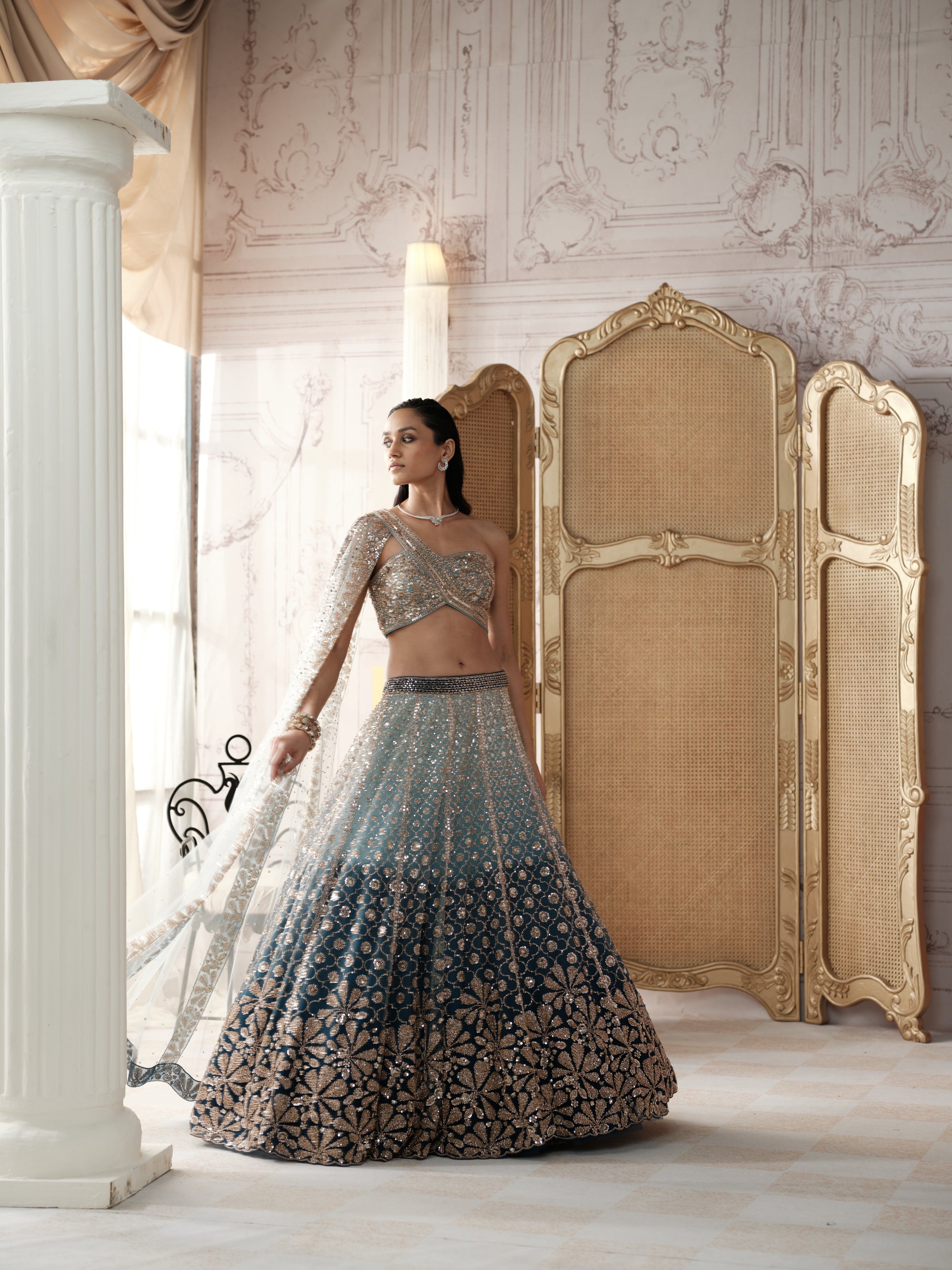 Aqua Lagoon Embroidered Lehenga Set