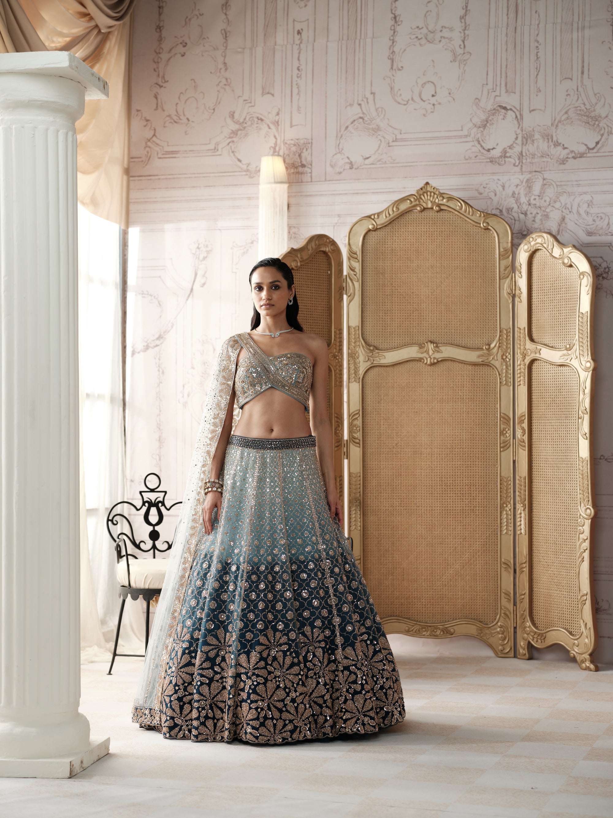 Aqua Lagoon Embroidered Lehenga Set