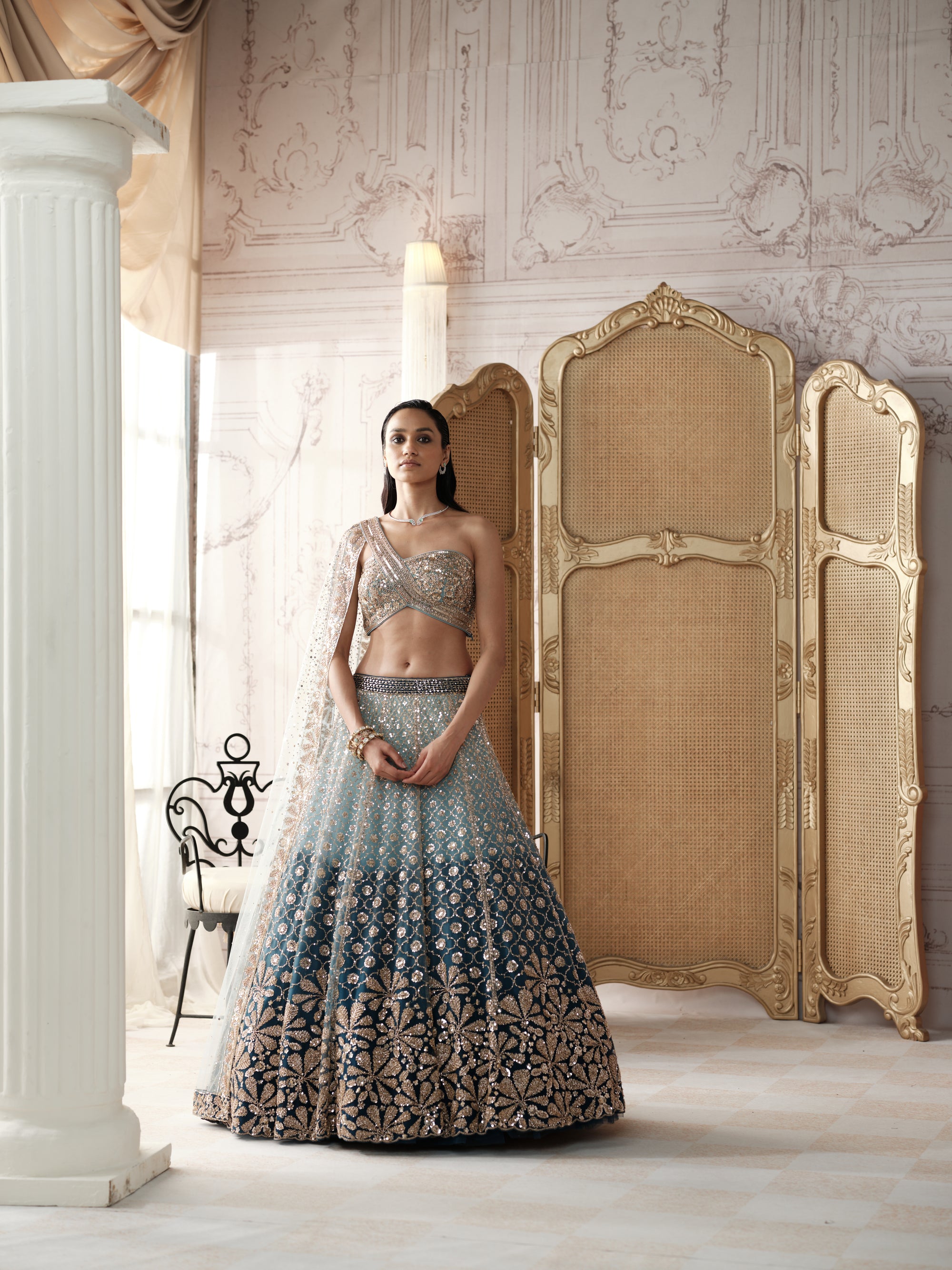 Aqua Lagoon Embroidered Lehenga Set