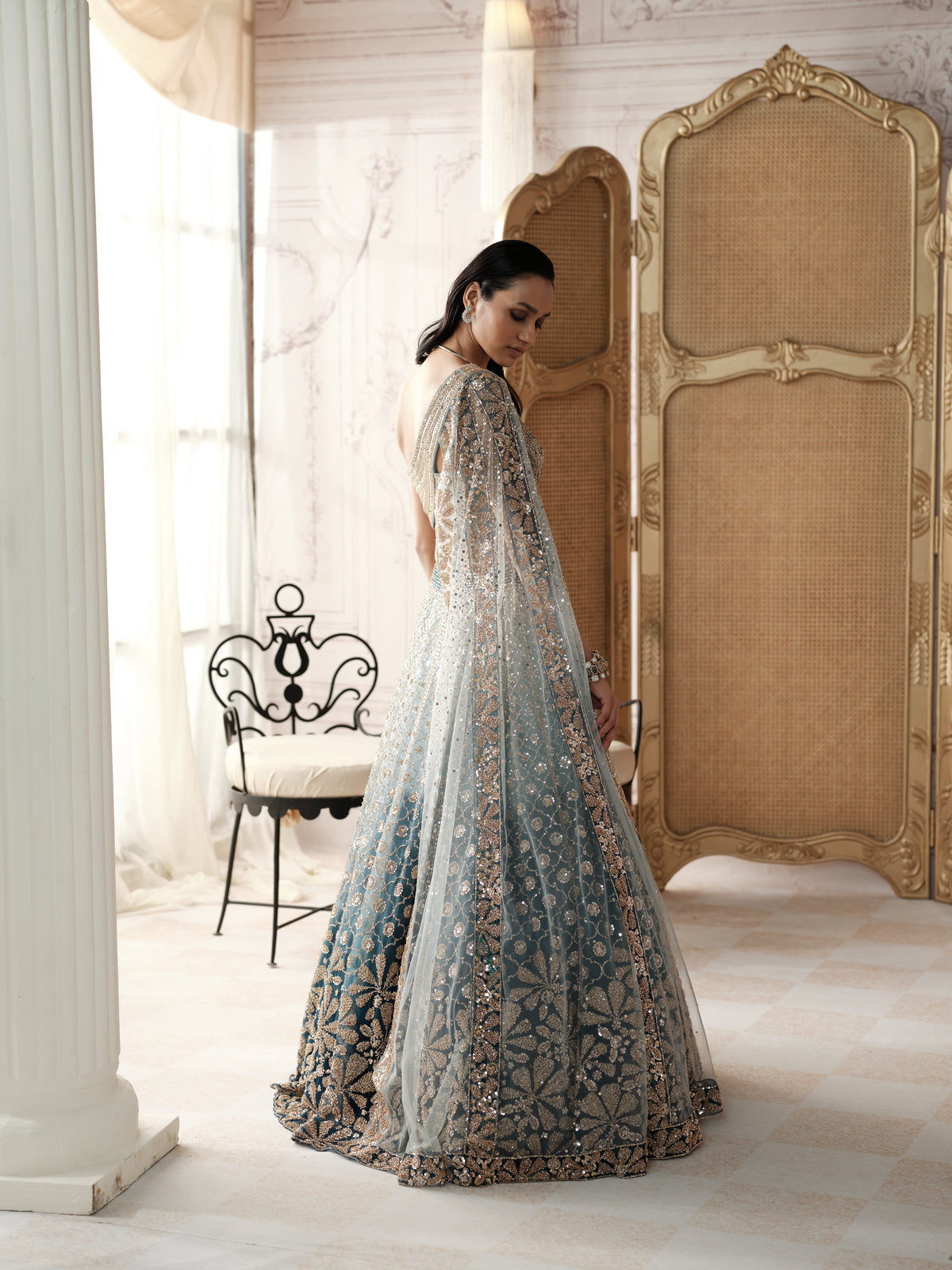 Aqua Lagoon Embroidered Lehenga Set