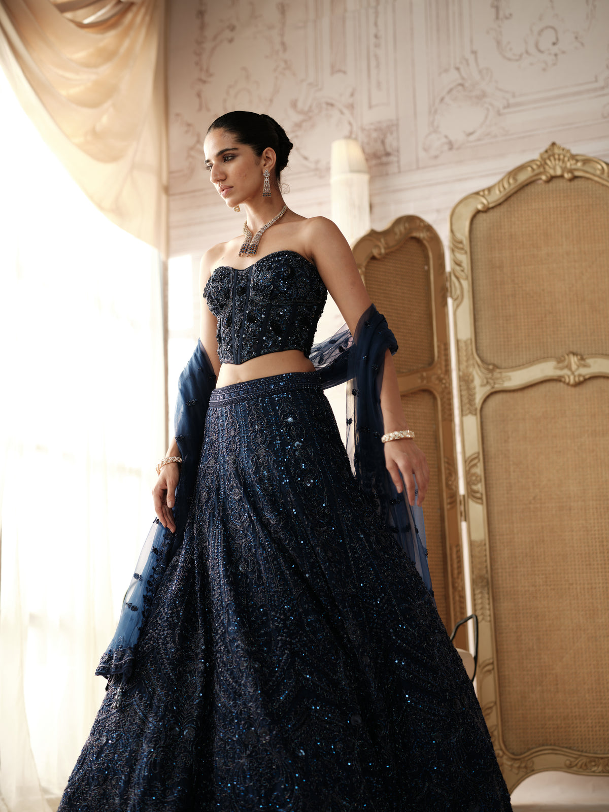Midnight Etoile Embroidered Lehenga Set