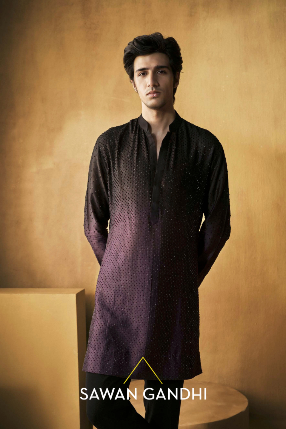 Black To Wine Swarovski Kurta