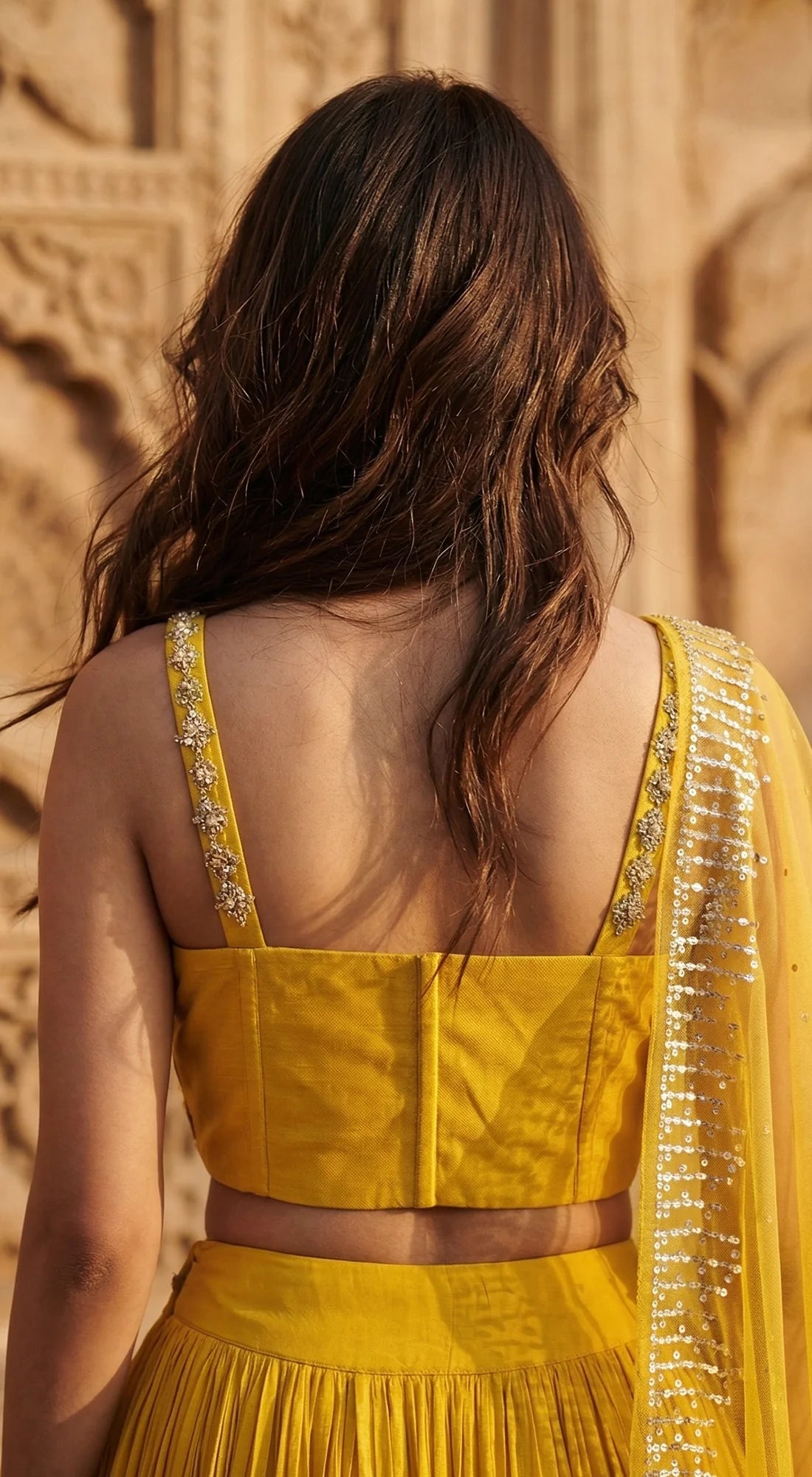 Yellow Georgette Embroidered Lehenga Set - Ready to Ship