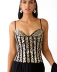 Black Corset Draped Saree Set - Ready to Ship