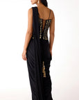 Black Corset Draped Saree Set - Ready to Ship