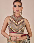 Creme Ivory - Multi Hued Saree Set