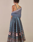 Navy Blue - Creme Ivory Skirt Set