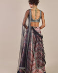 Navy Blue - Multi Hued Skirt Set