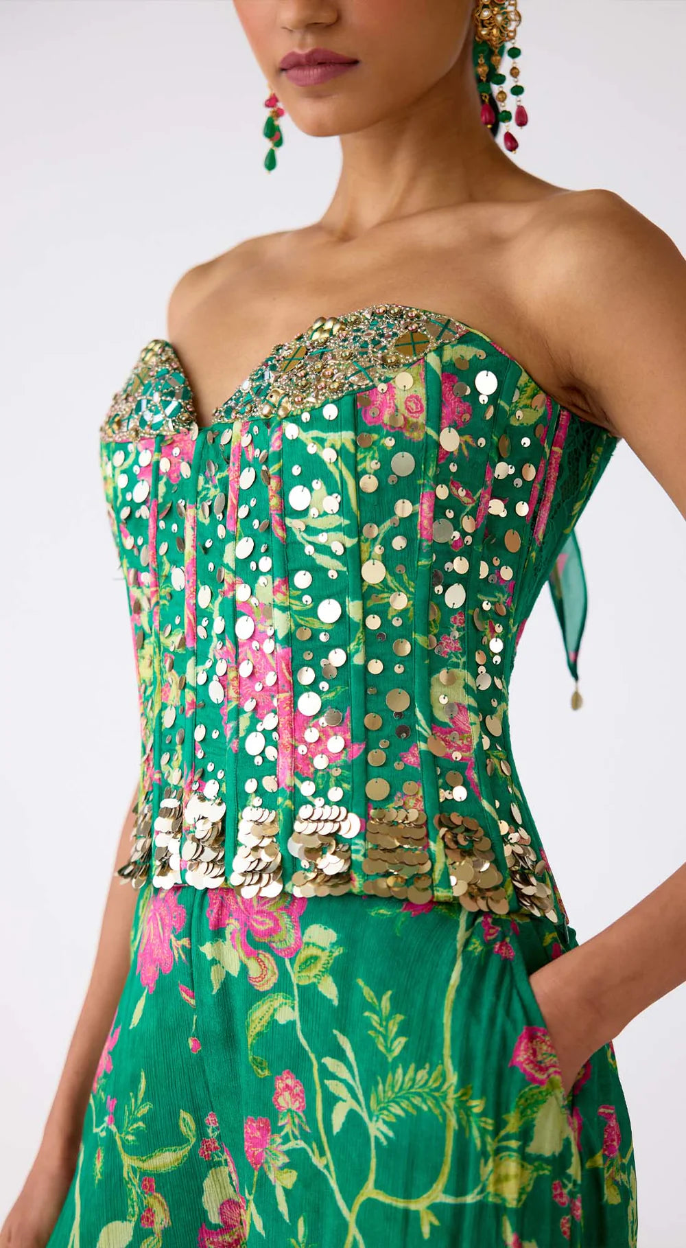 The Celestial Garden Corset Sharara Set - Ready to Ship