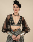 Black Bishop Sleeve Sharara Set