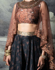 Burgundy - Midnight Blue Sharara Set | Baroda