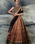Burgundy - Orange Ombre Skirt Set | Baroda - Ready to Ship
