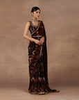 Burgundy Ikat Saree Set