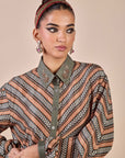 Olive Green - Rust Chevron Short Top