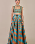 Turquoise - Rust Chevron Skirt Set