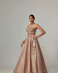 Deep Beige Multicolor Corset With Skirt