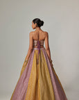 Mustard Multicolor Corset Skirt Set