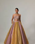 Mustard Multicolor Corset Skirt Set