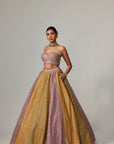 Mustard Multicolor Corset Skirt Set