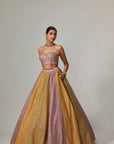 Mustard Multicolor Corset Skirt Set