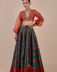 Rust - Emerald Green Chevron Skirt Set
