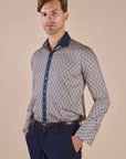 Navy Blue - Ivory Shirt