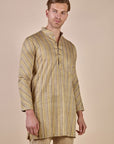 Olive Yellow Striped Kurta