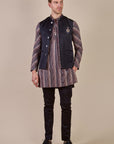 Midnight Blue Pin Striped Nehru Jacket