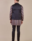 Midnight Blue Pin Striped Nehru Jacket